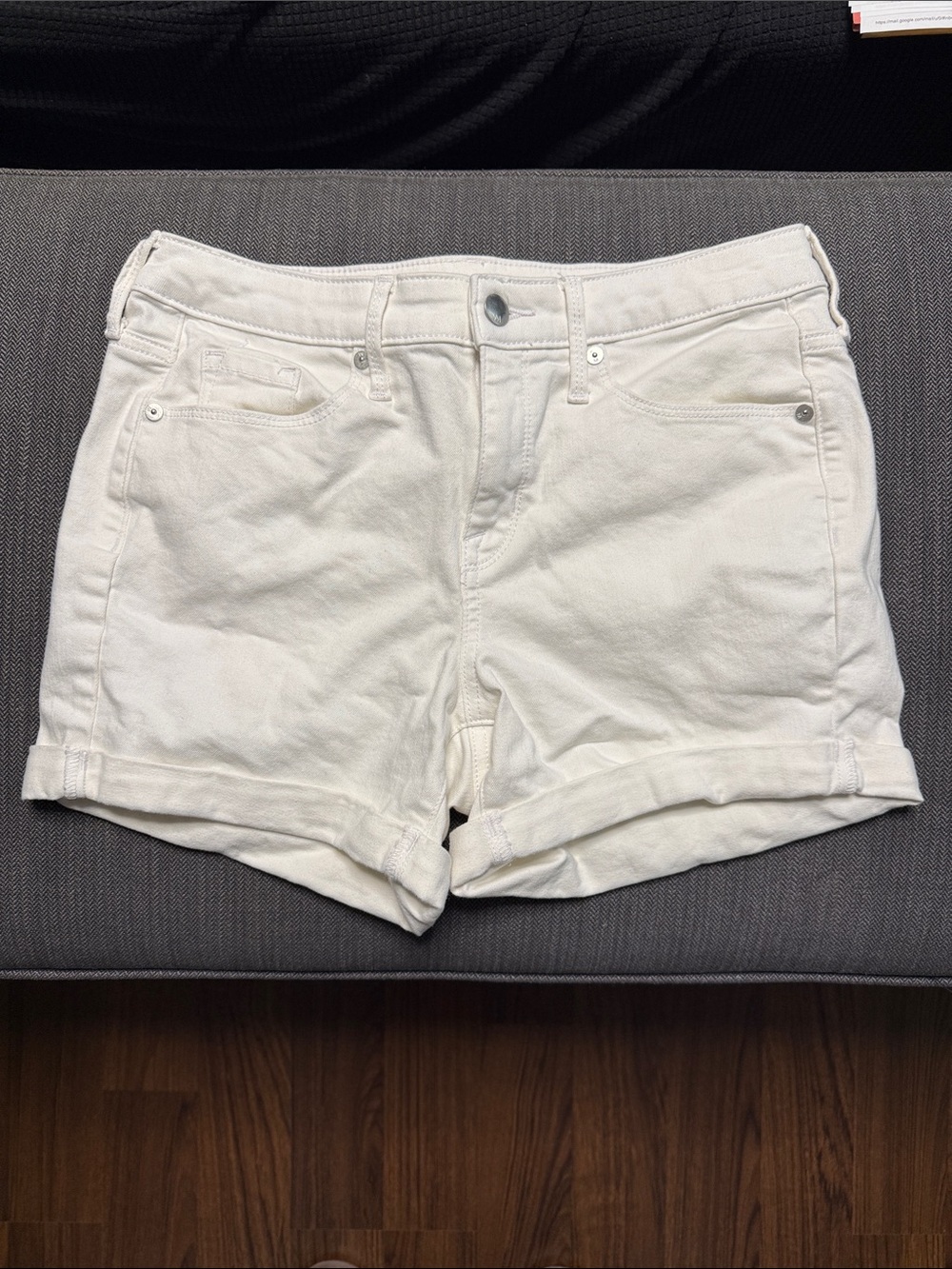 Women's White Cuffed Shorts